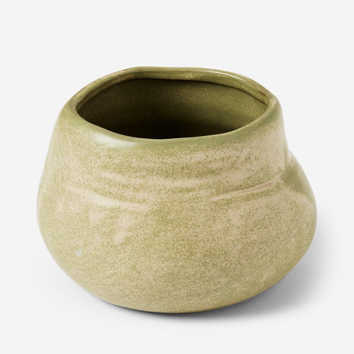 Olive green ceramic vase