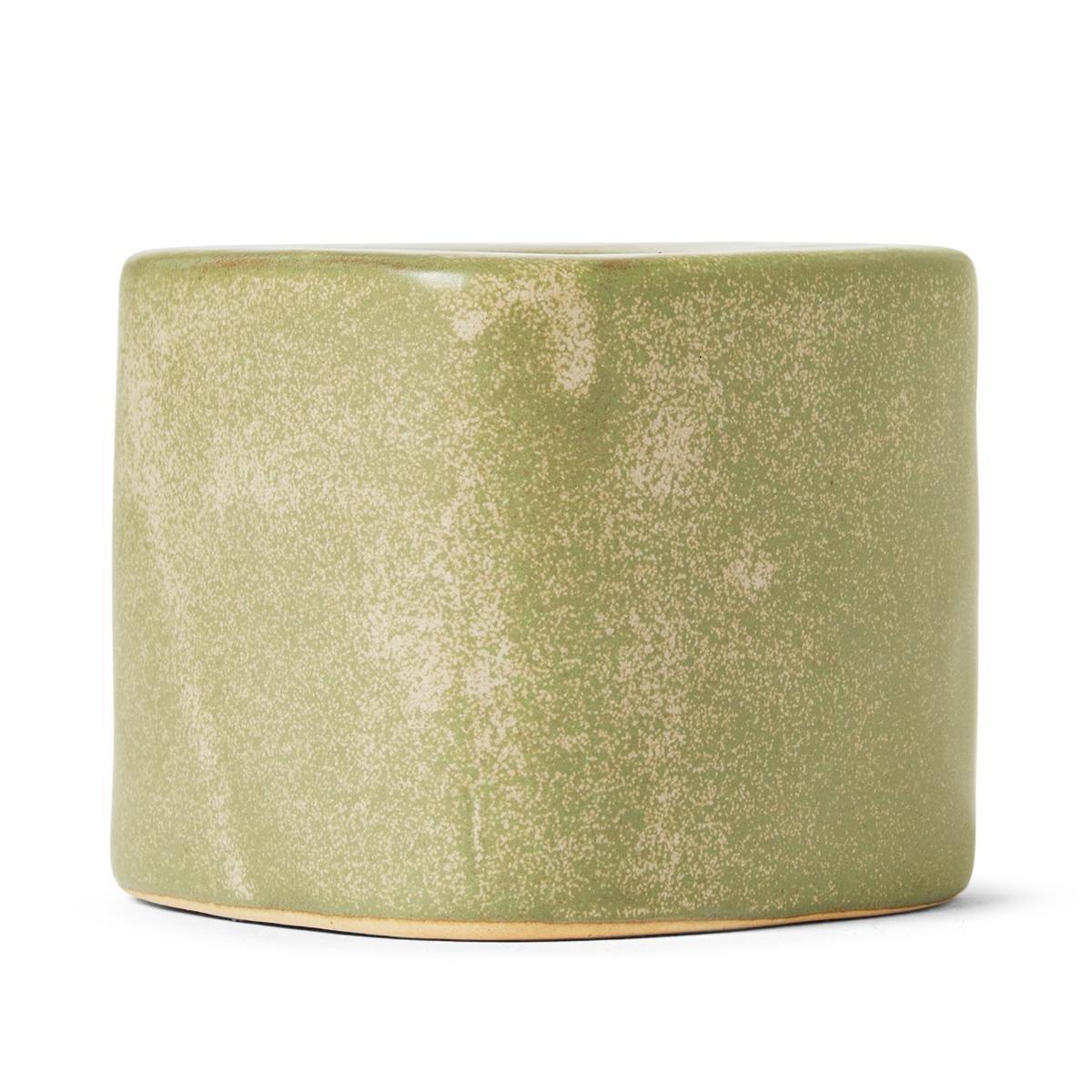 Olive green ceramic candle holder