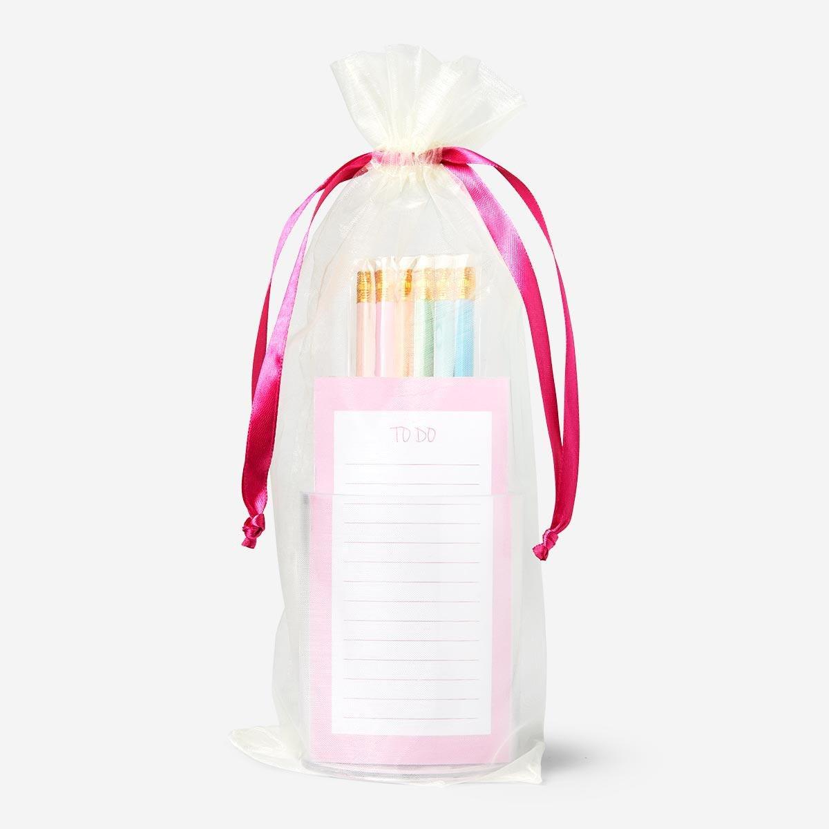 Pink desk stationery kit