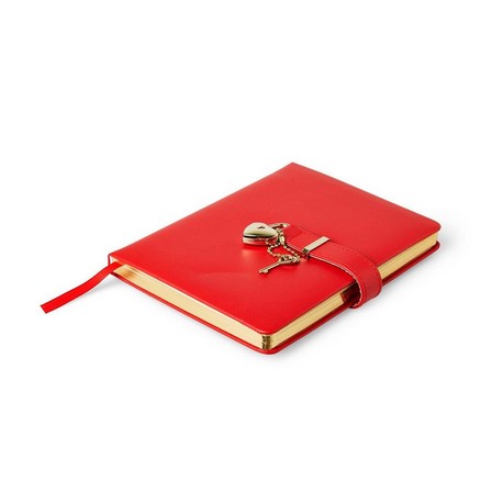 Red cover with golden lock diary