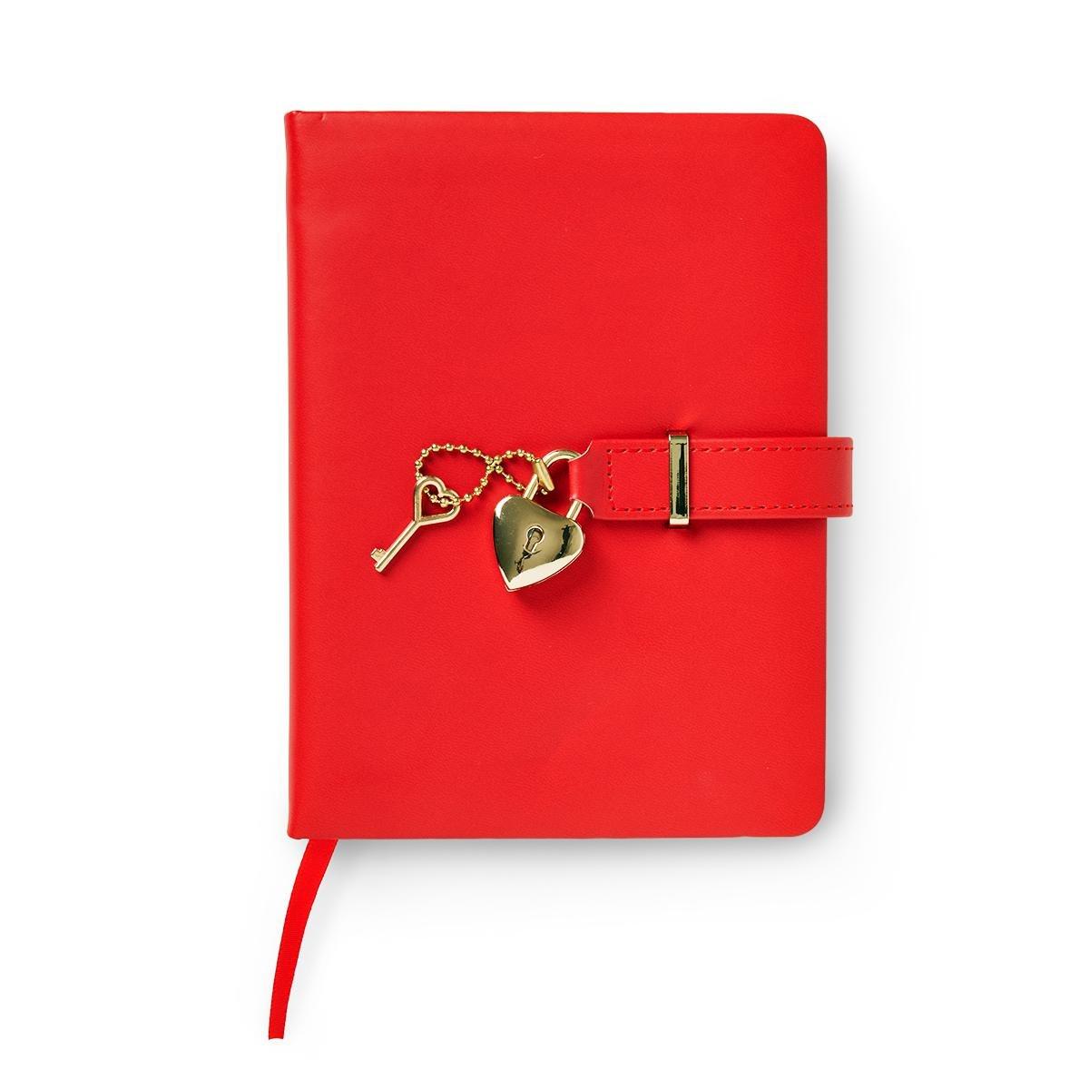 Red cover with golden lock diary