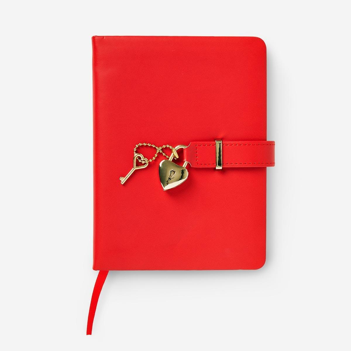 Red cover with golden lock diary