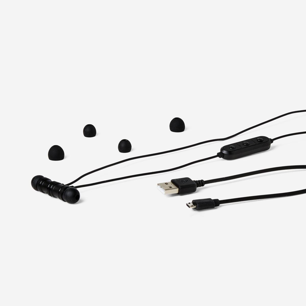 Black wireless earphones