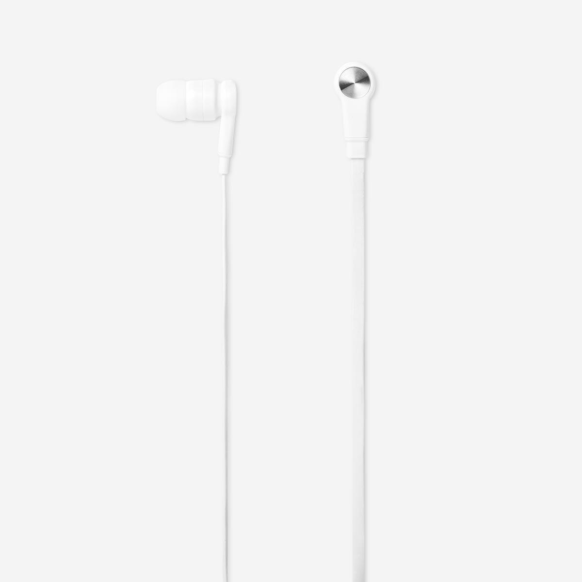 White earphones with microphone