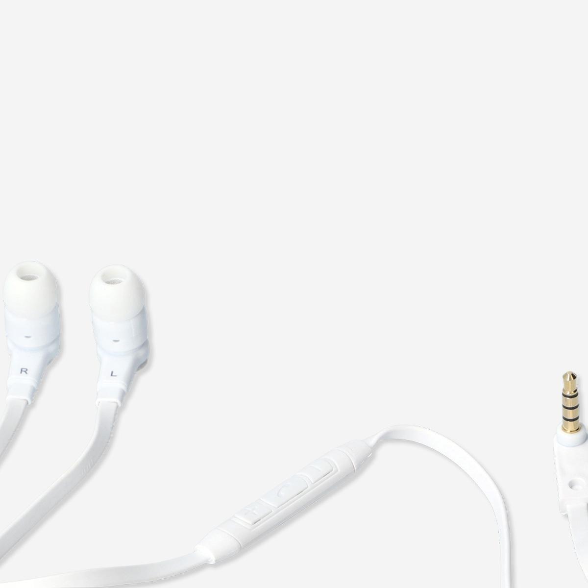 White earphones with microphone