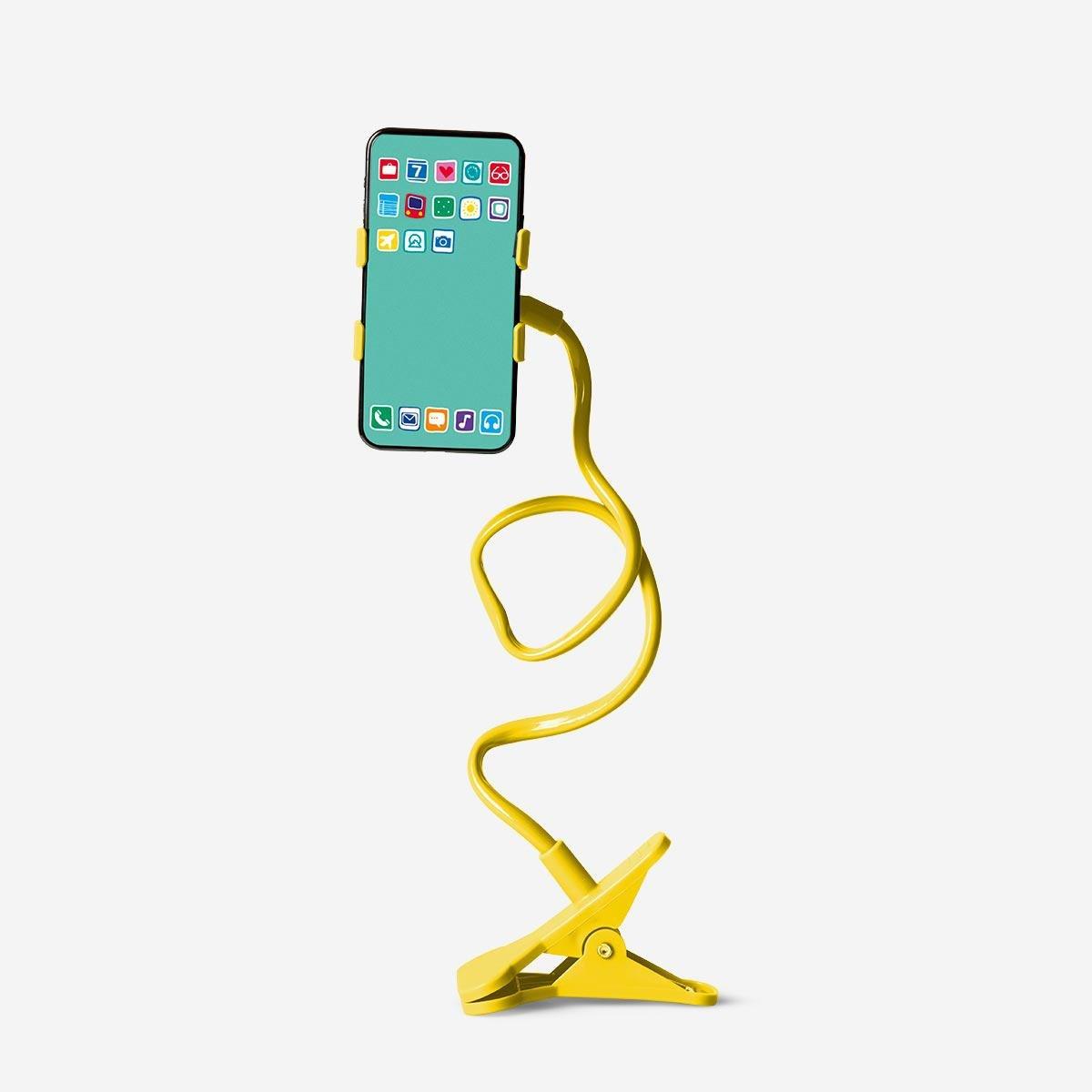 Yellow smartphone holder with clamp