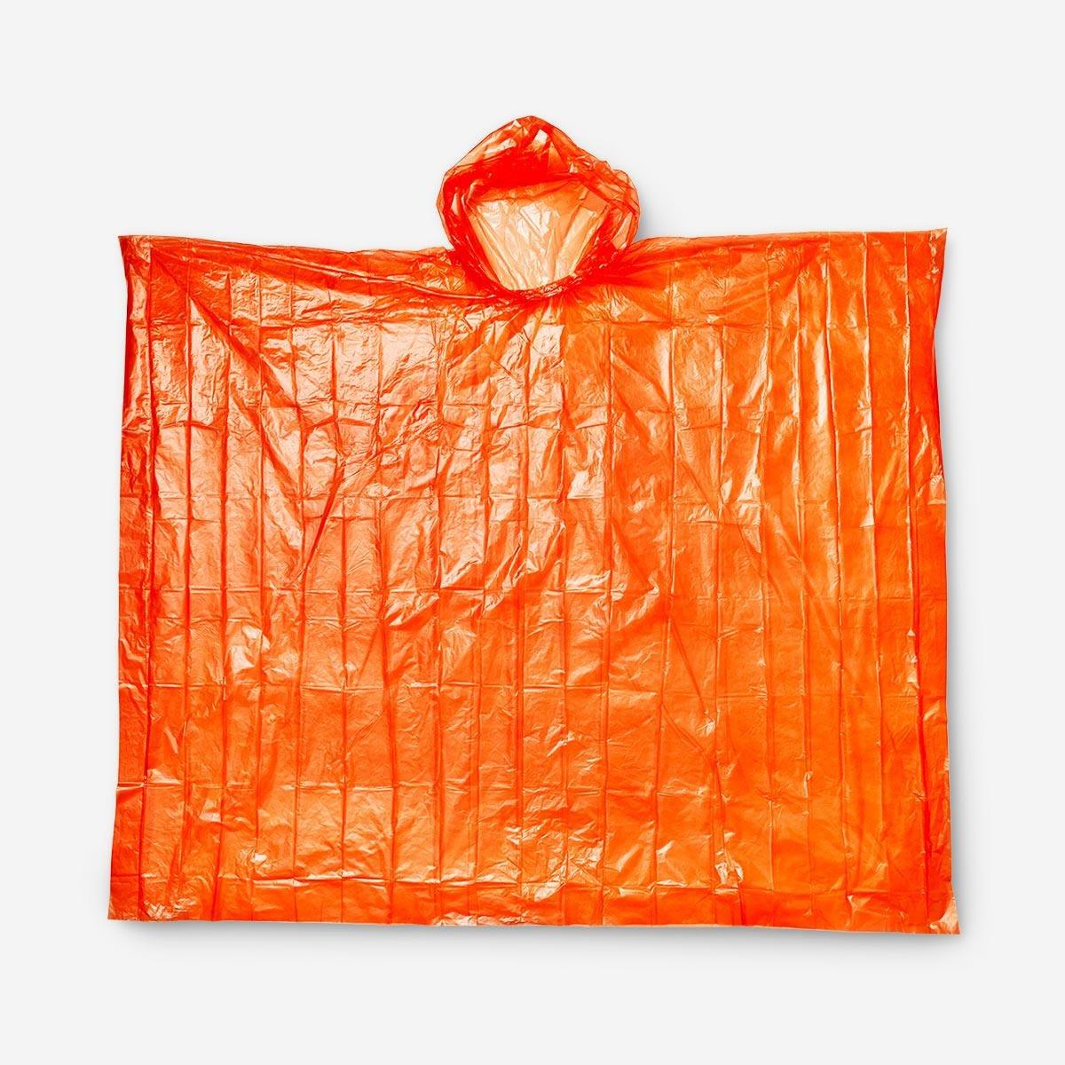 Orange rain poncho