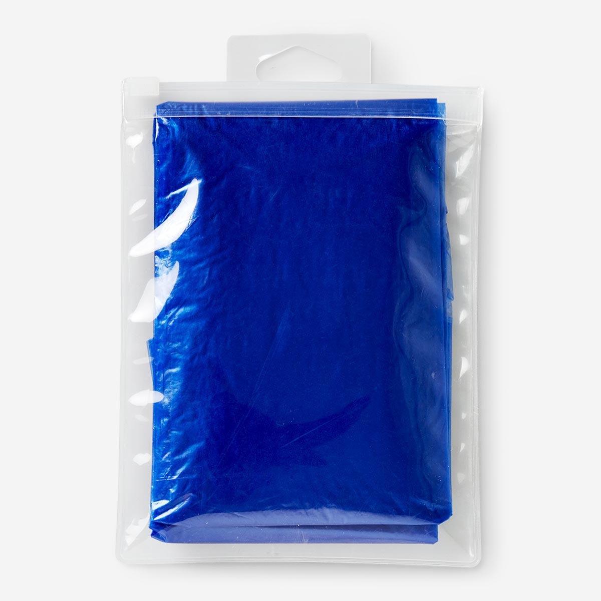 Blue rain poncho