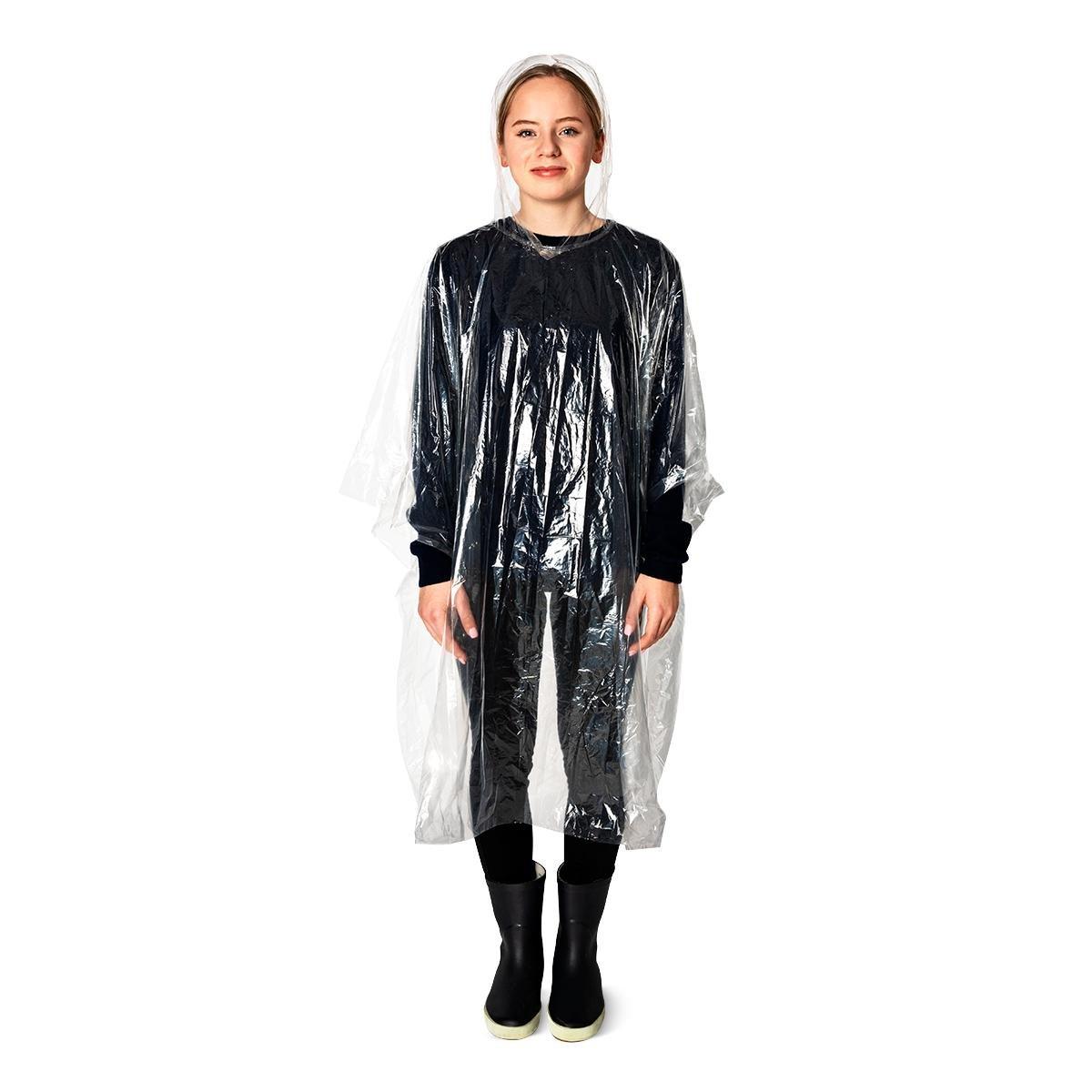 White transparent Plastic rain poncho