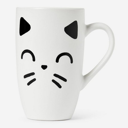 White cat mug