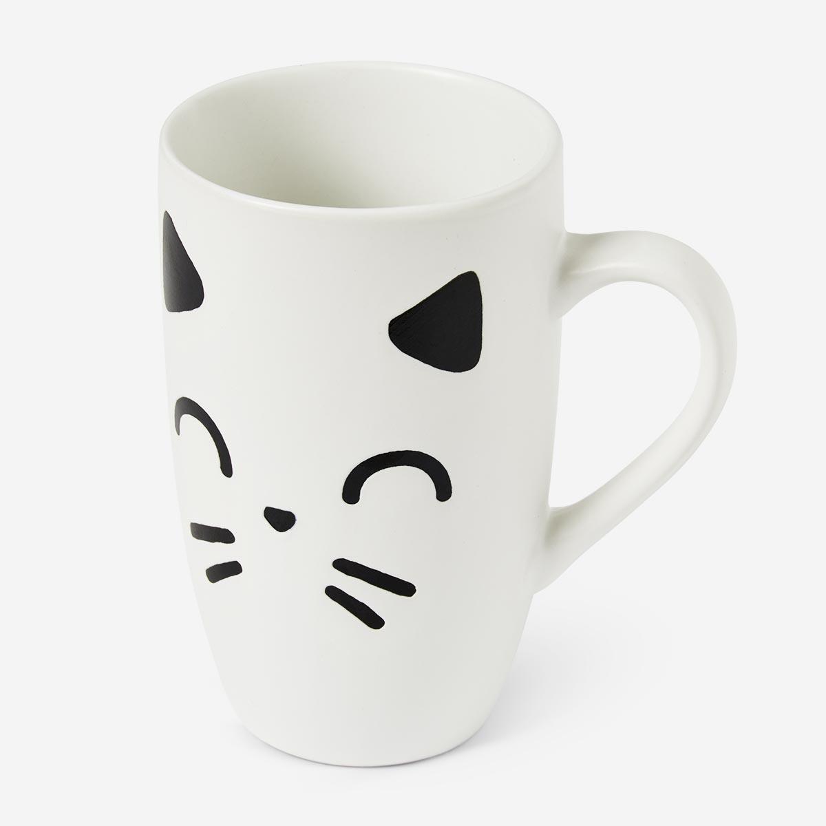 White cat mug