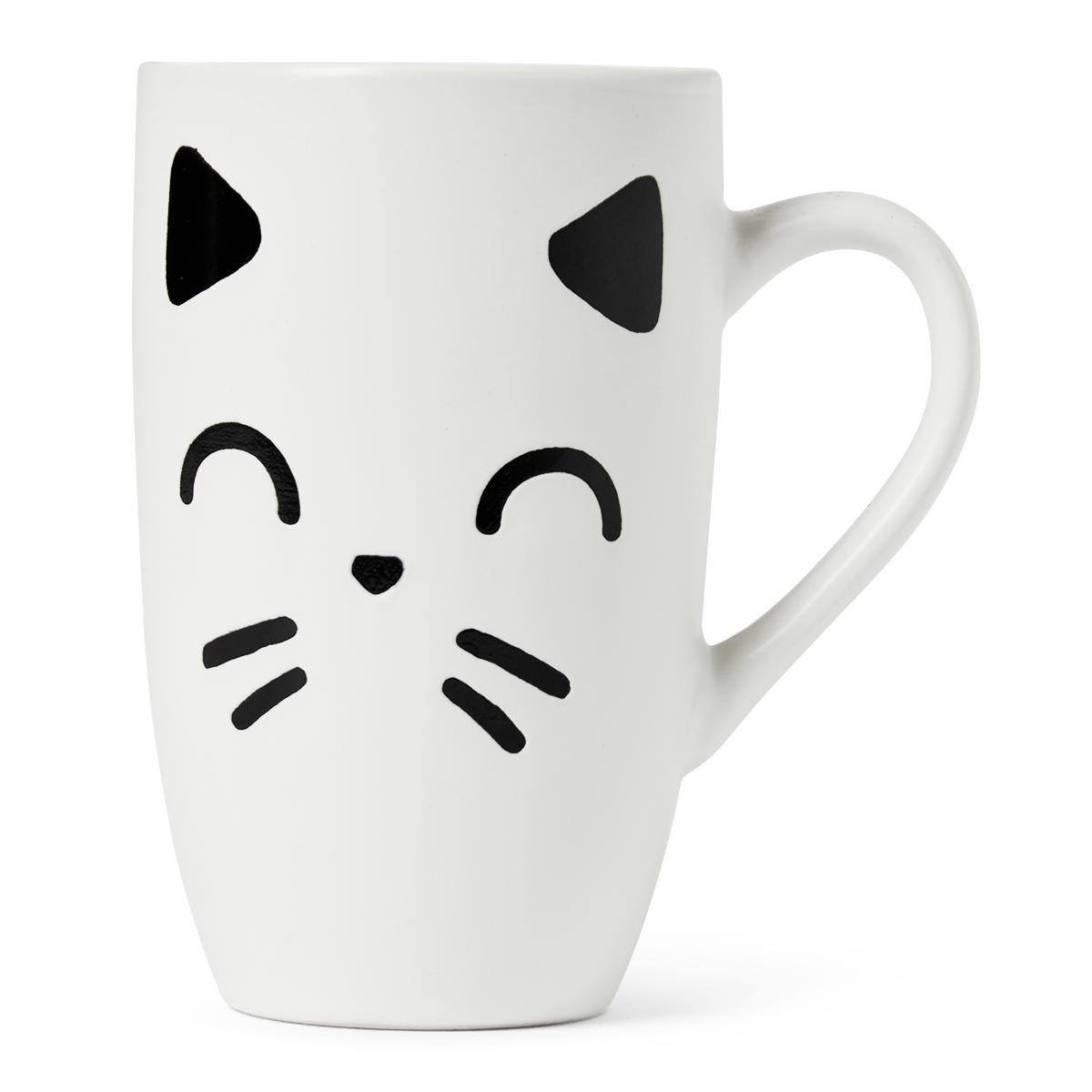 White cat mug