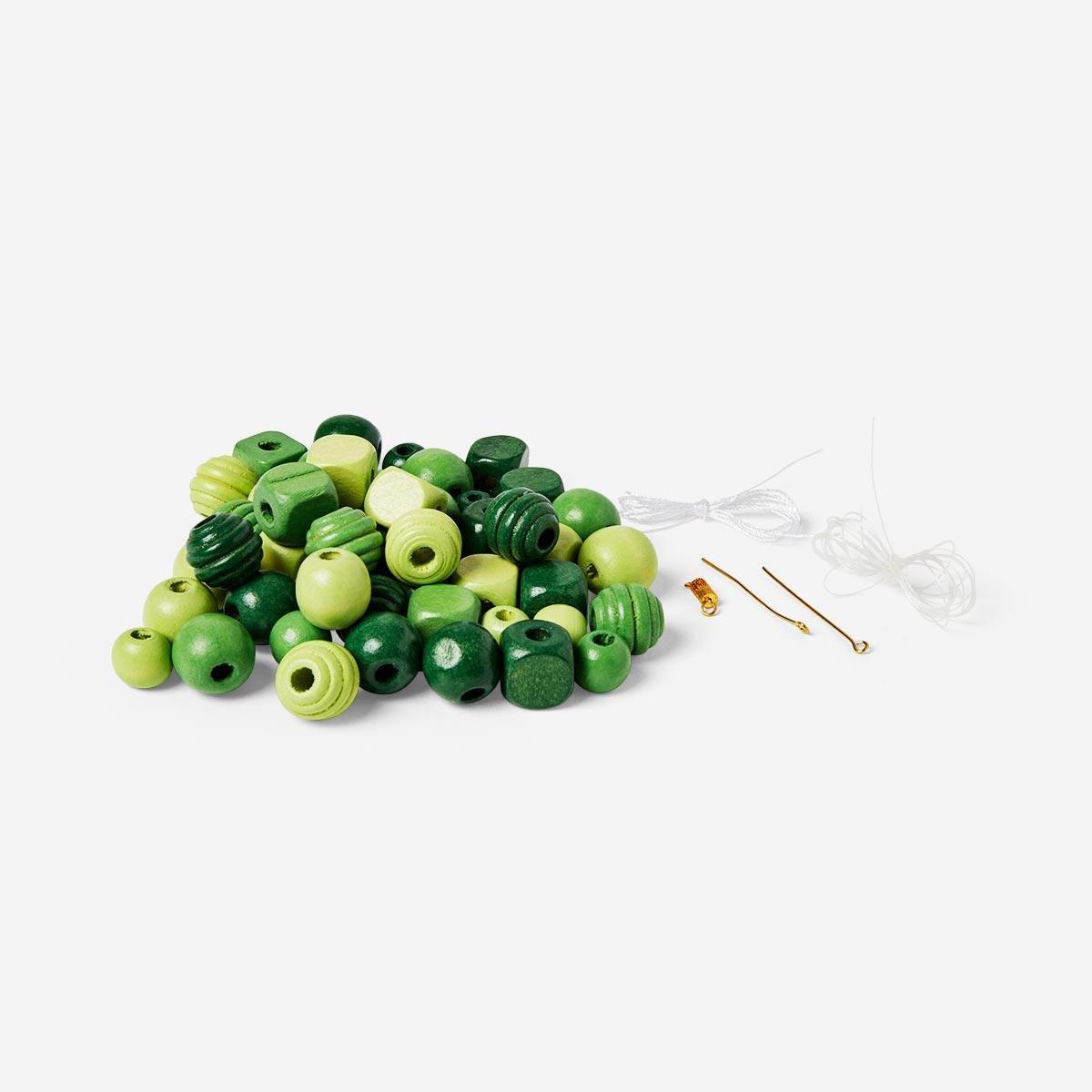 Green wooden beads