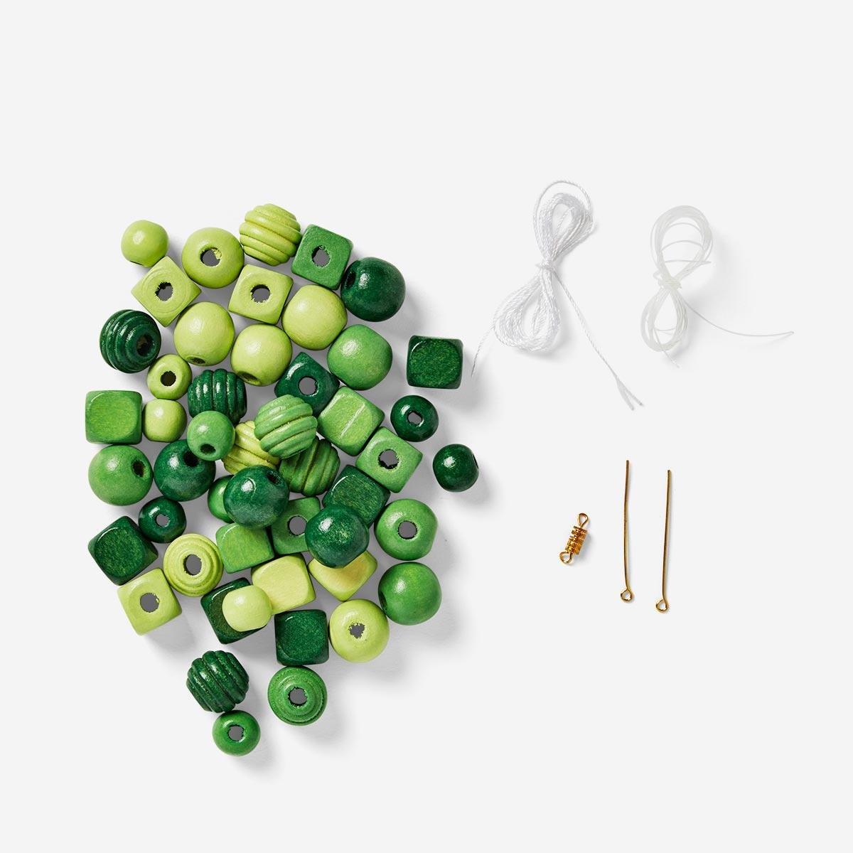 Green wooden beads