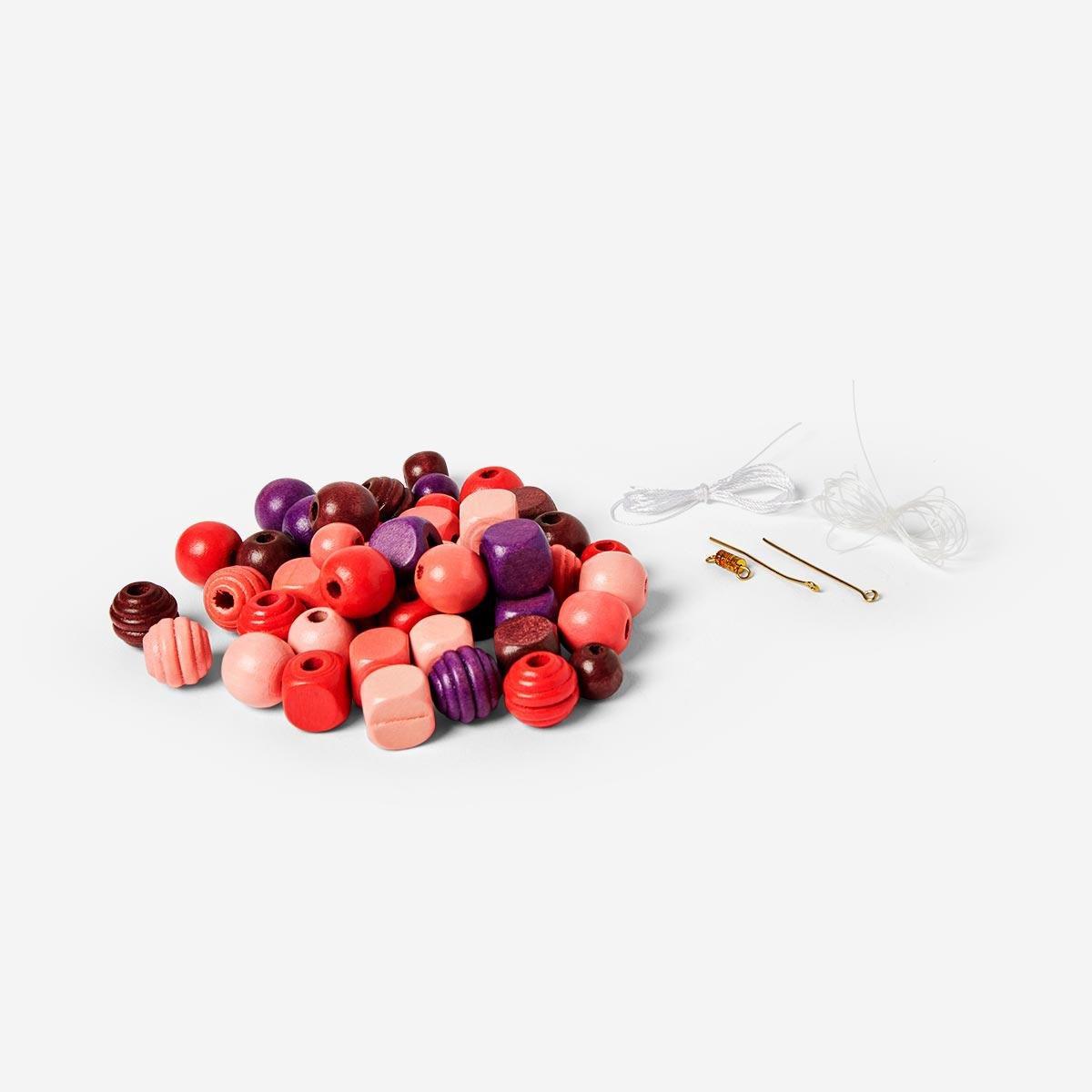 Pink wooden beads