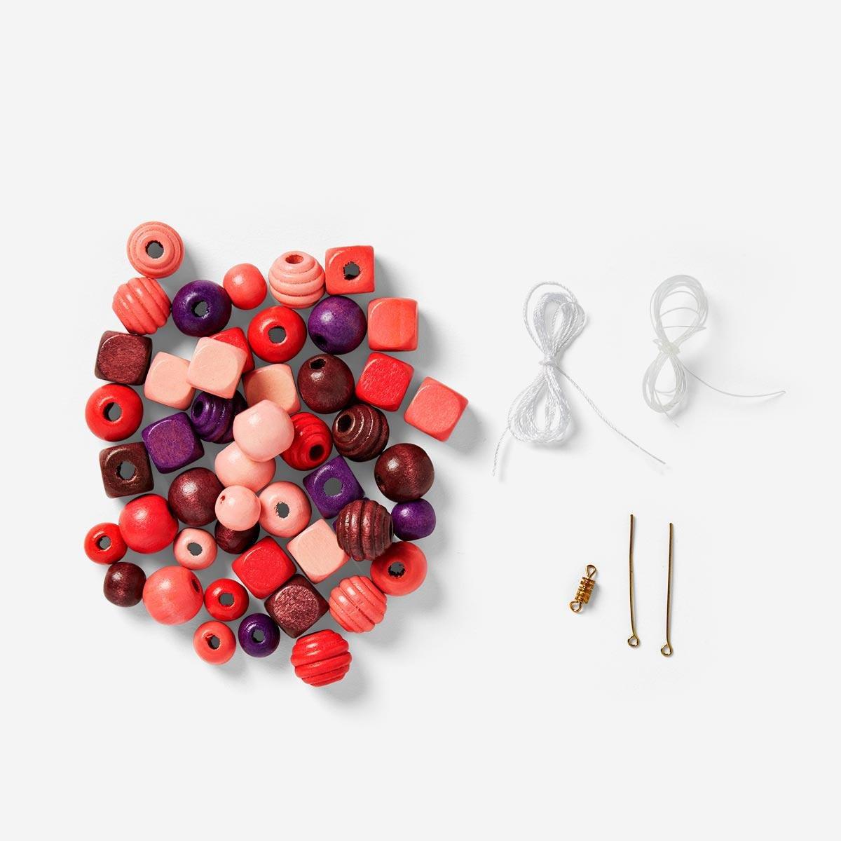 Pink wooden beads