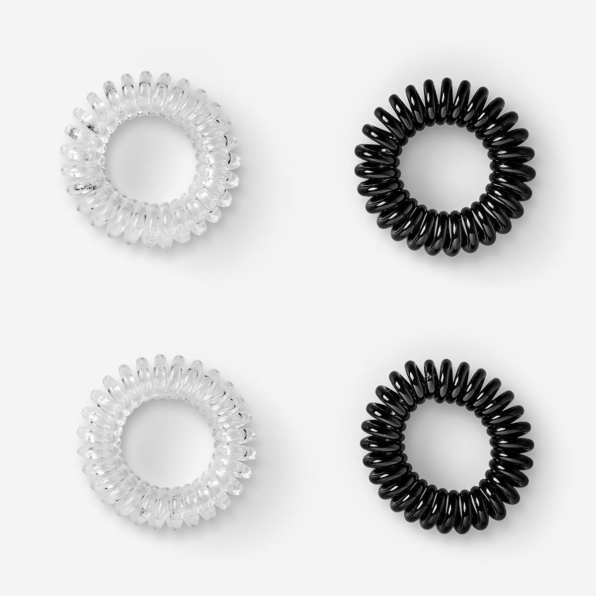 Black And White Hair Elastics. 4Pcs