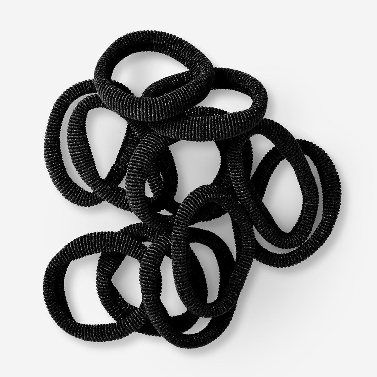 Black Hair Elastics. 12 Pcs