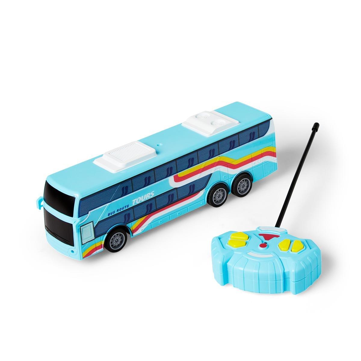 Blue remote-controlled bus