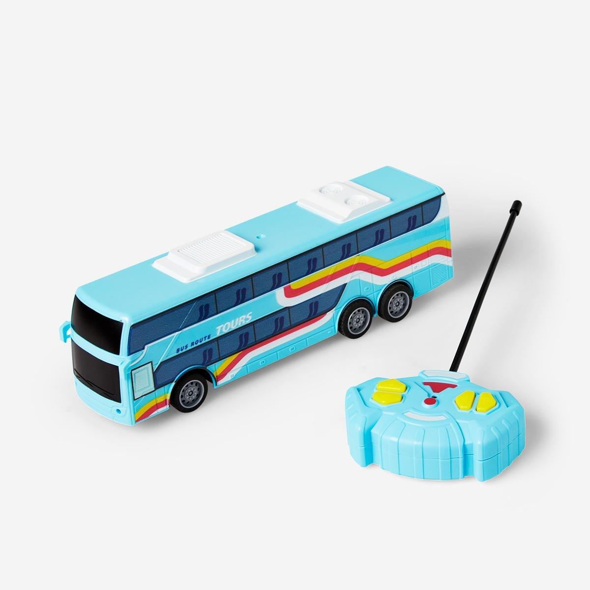 Blue remote-controlled bus