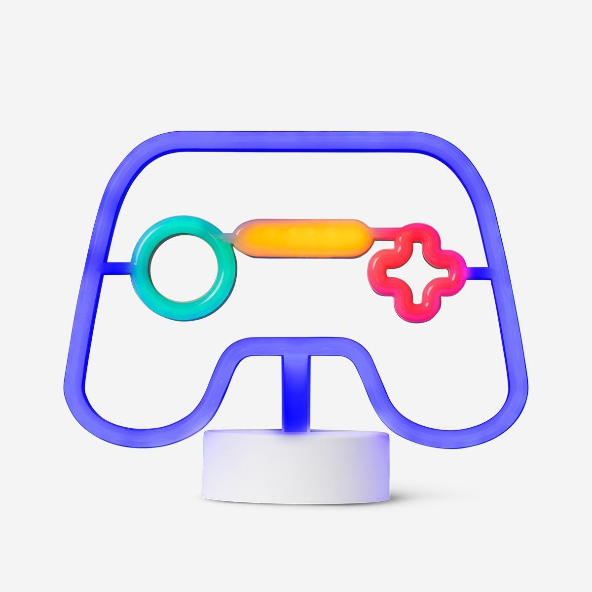 Blue game controller neon lamp