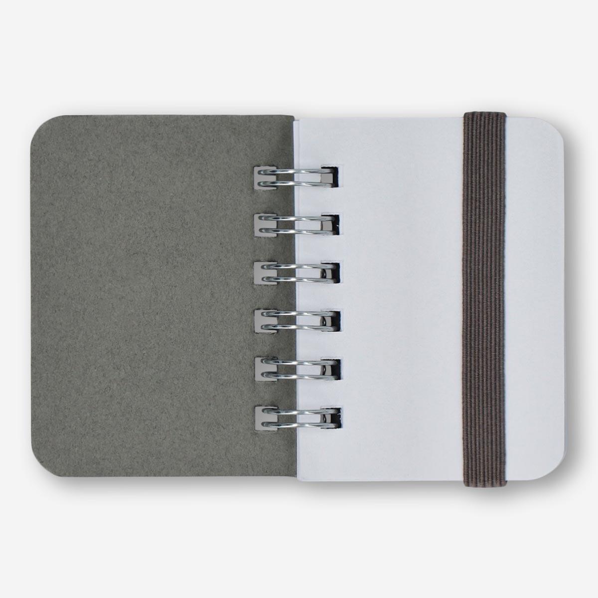 Grey notebook with elastic band