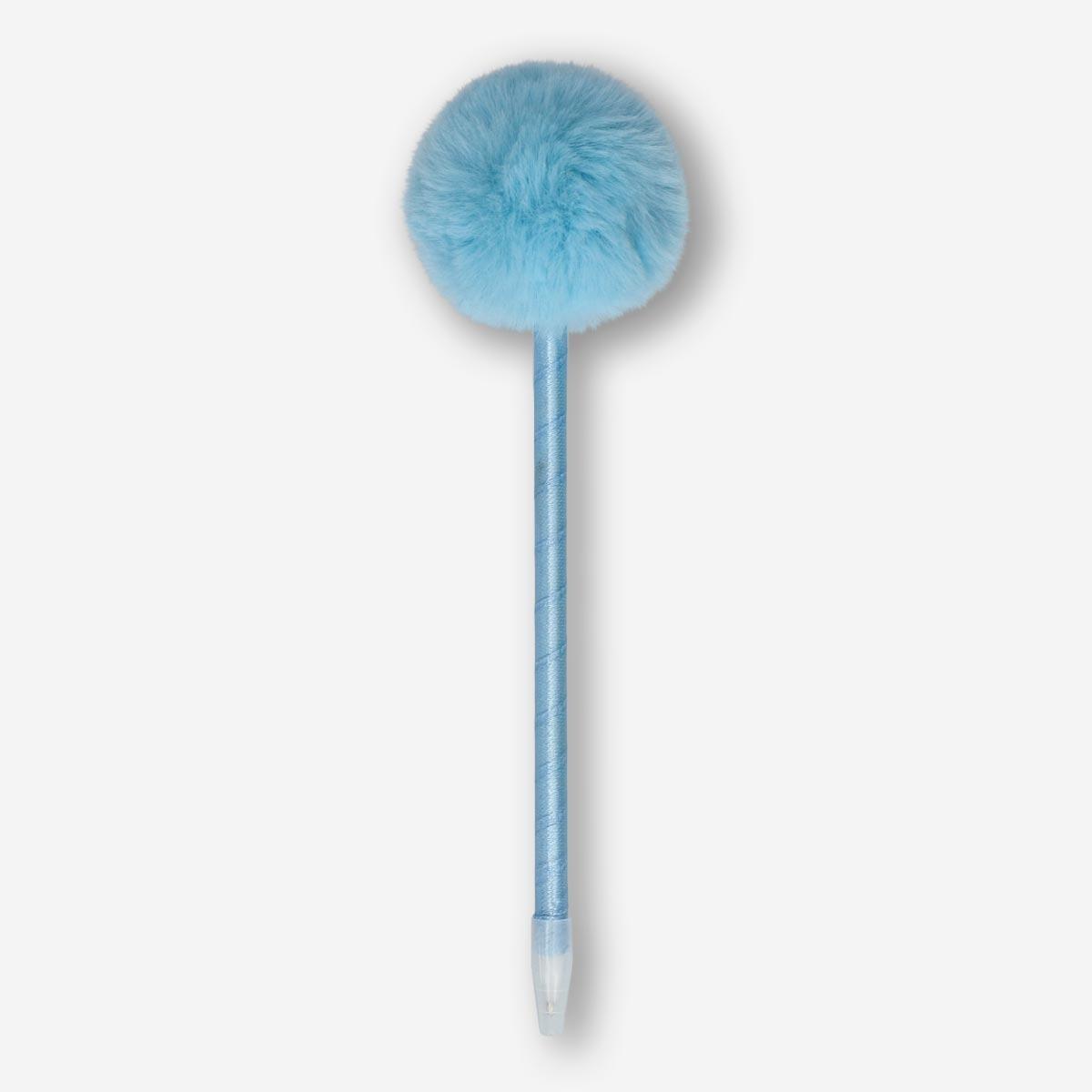 Blue pom-pom ballpoint pen