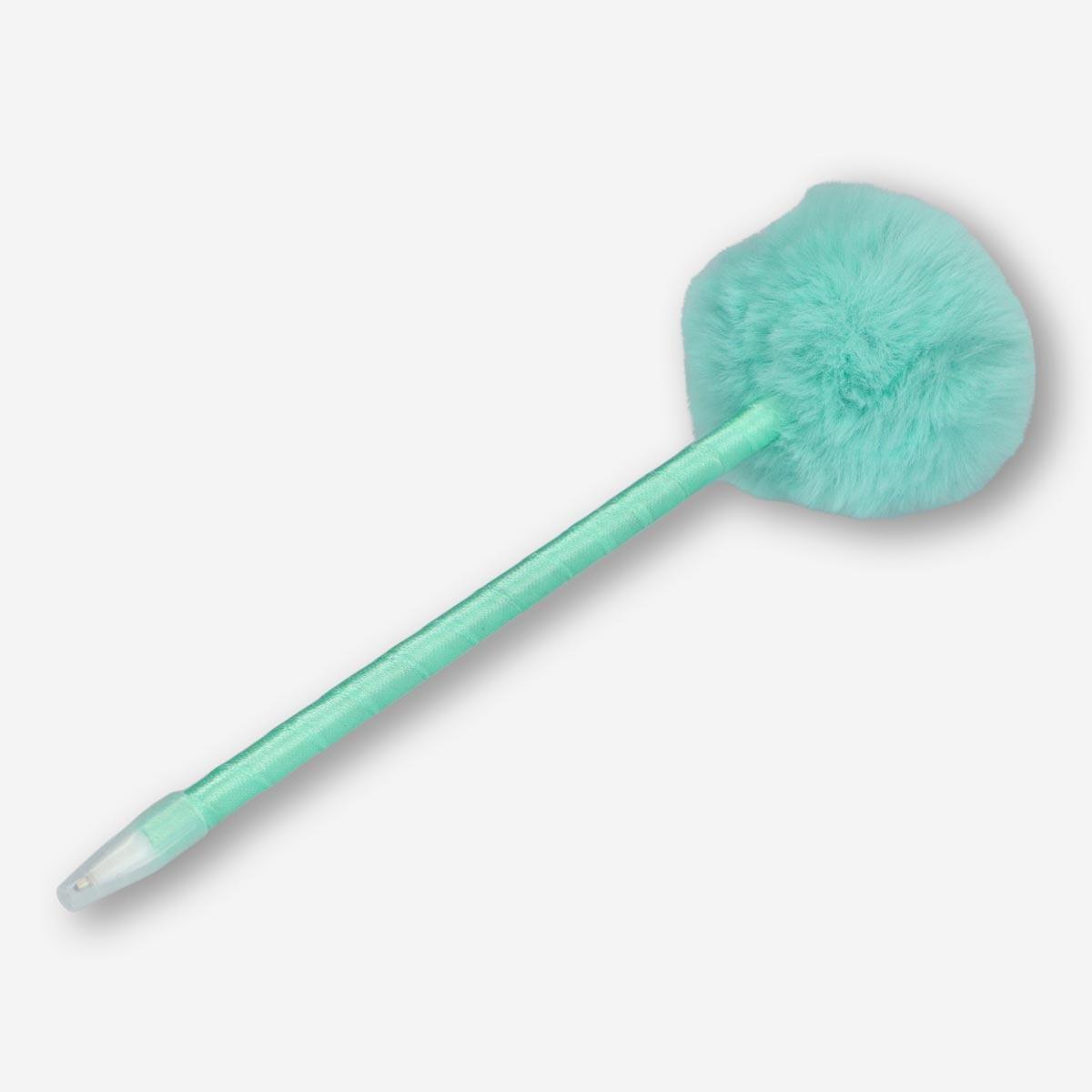 Turquoise pom-pom ballpoint pen