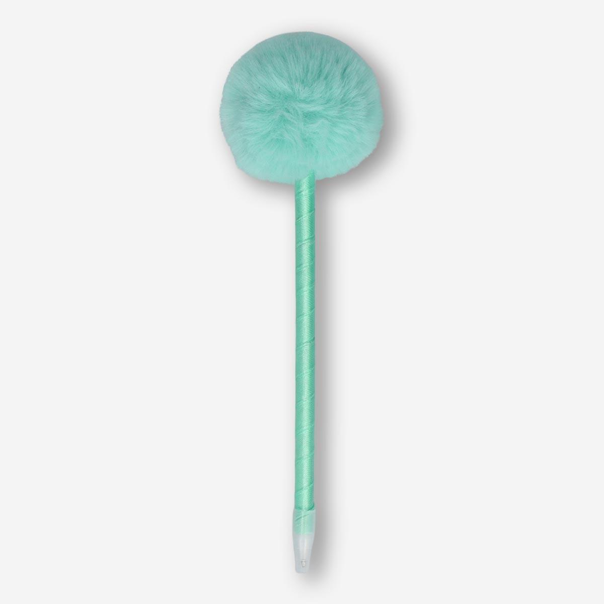 Turquoise pom-pom ballpoint pen