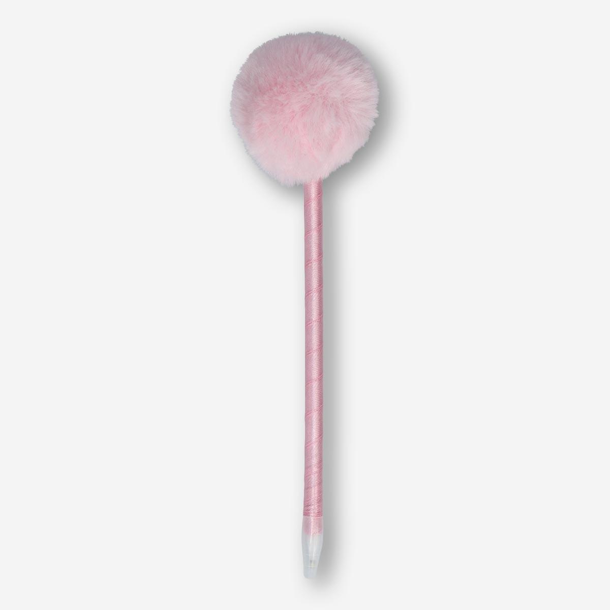 Pink pom-pom ballpoint pen