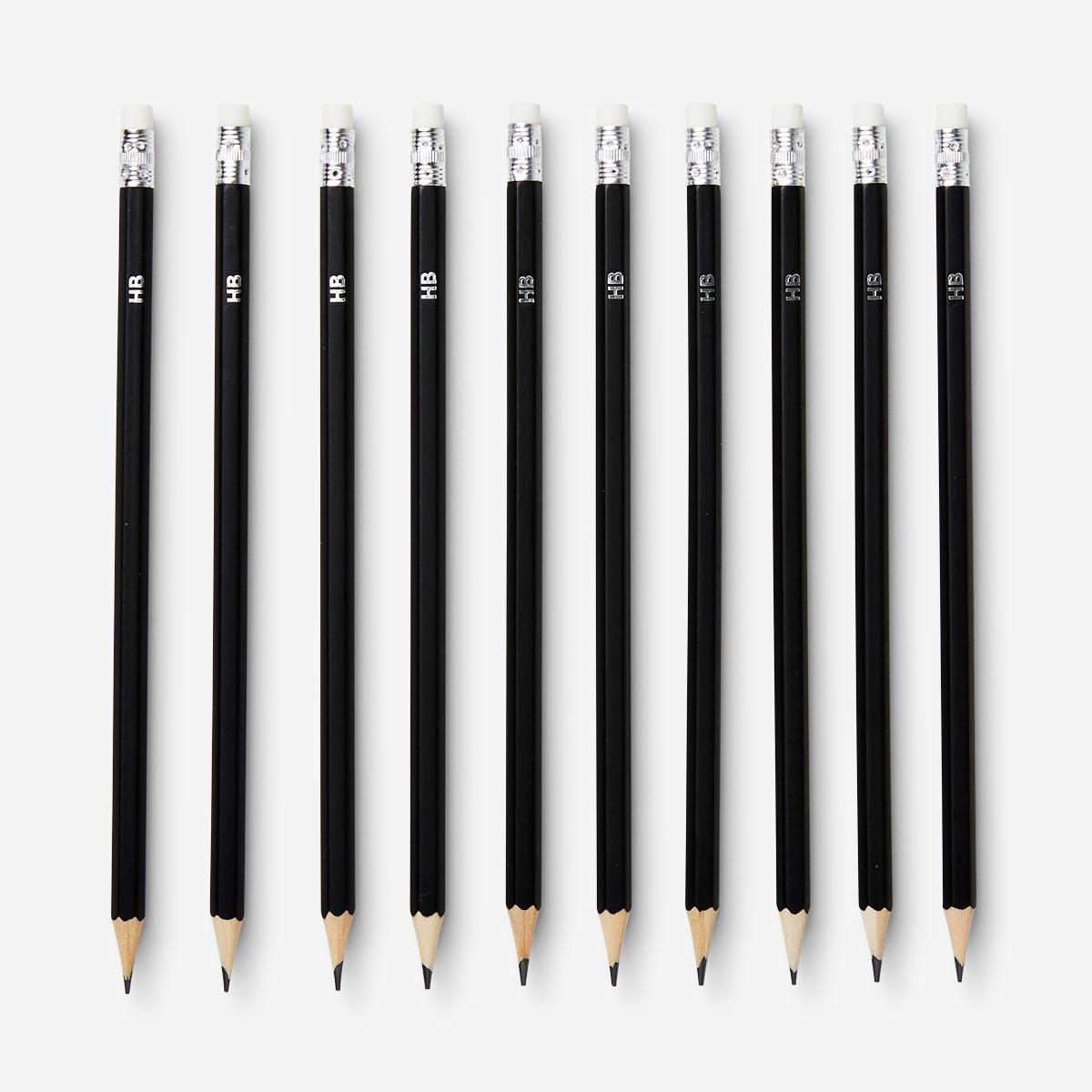 Black pencils with erasers at the top