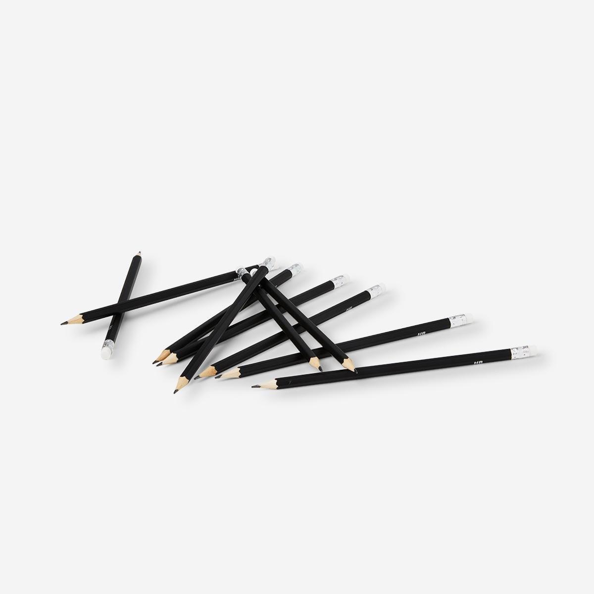 Black pencils with erasers at the top