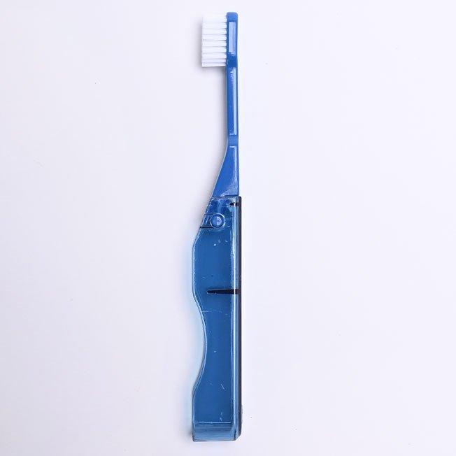 Blue portable toothbrush