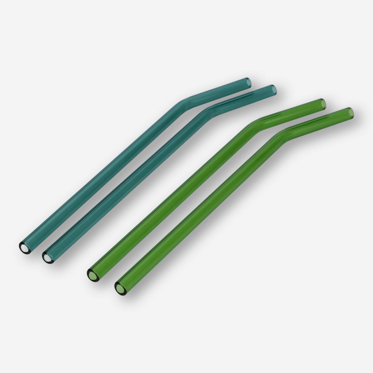 Green Glass Reusable Straws. 4Pcs