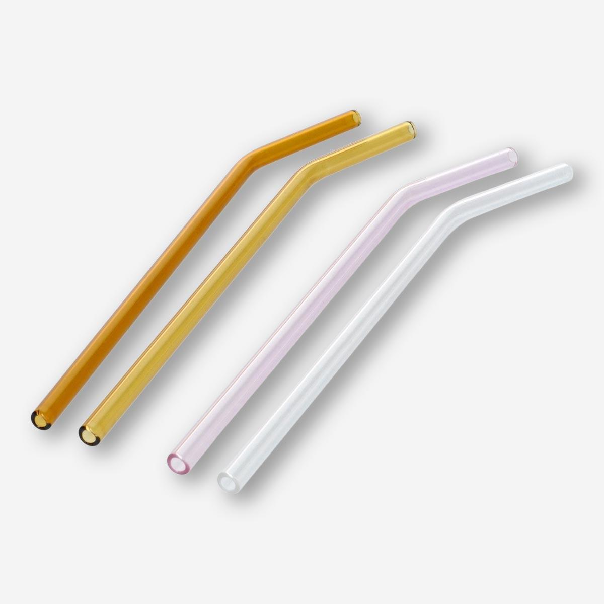 Multicolour Bent Glass Straws. 4 Pcs