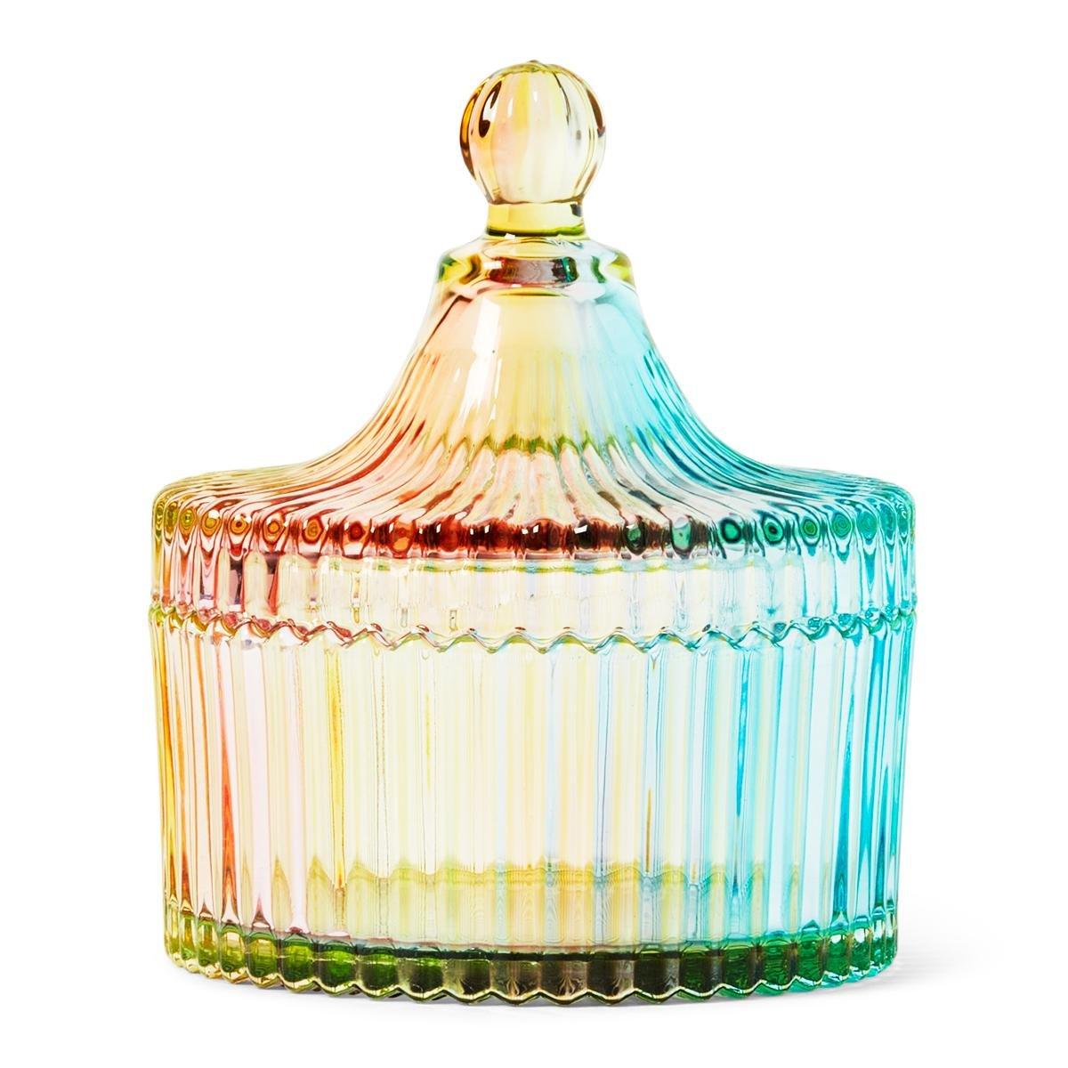Multicolour rainbow coloured glass jar