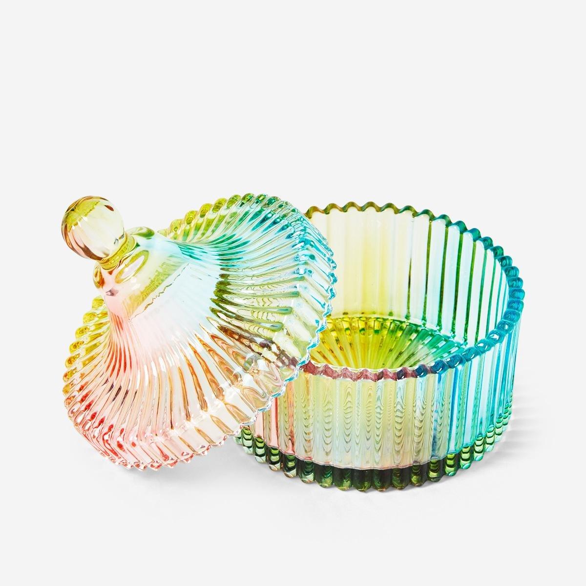 Multicolour rainbow coloured glass jar