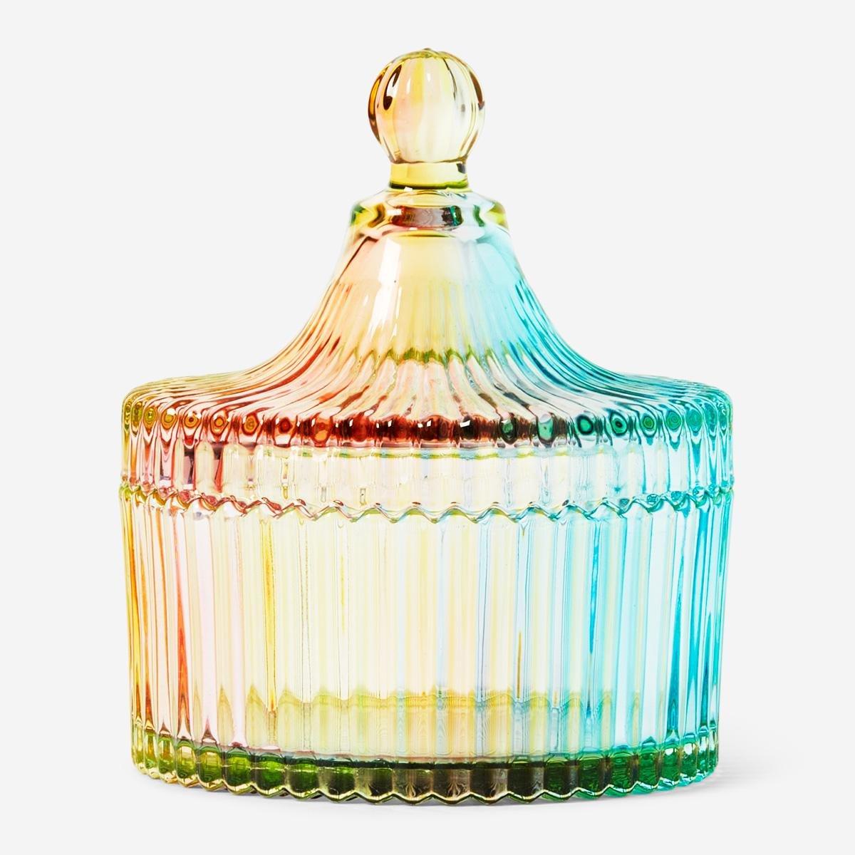Multicolour rainbow coloured glass jar
