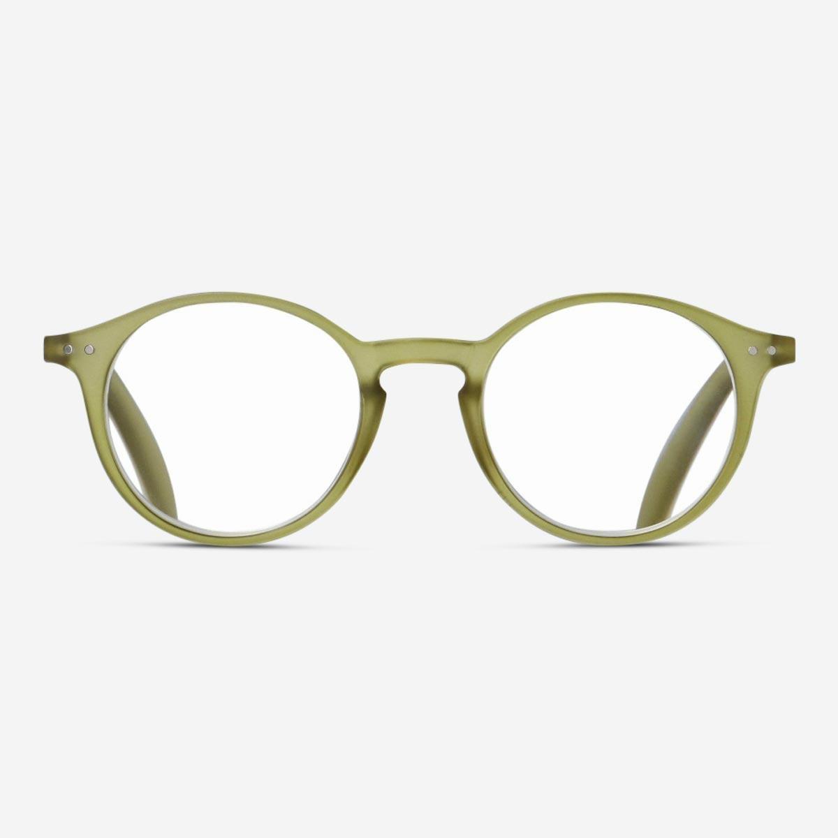 Green reading glasses. + 1.0