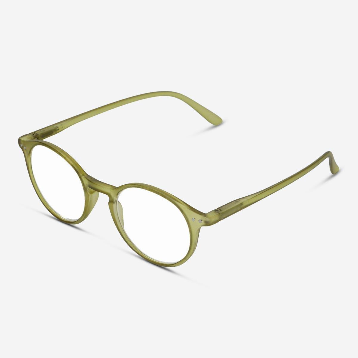 Green reading glasses. + 3