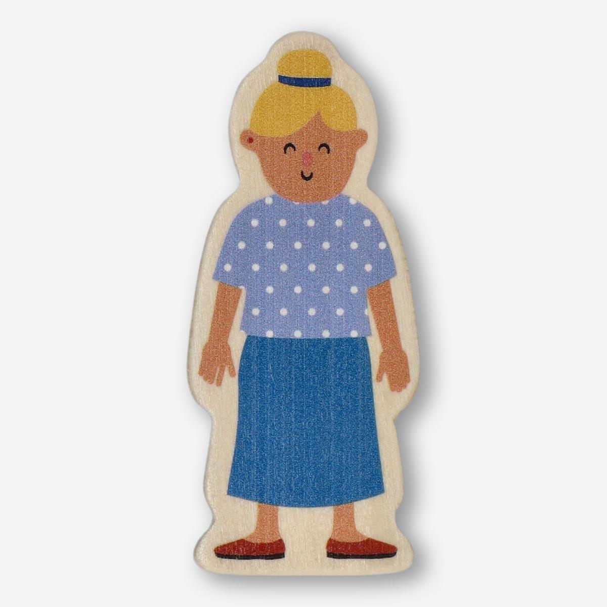Blue wooden doll
