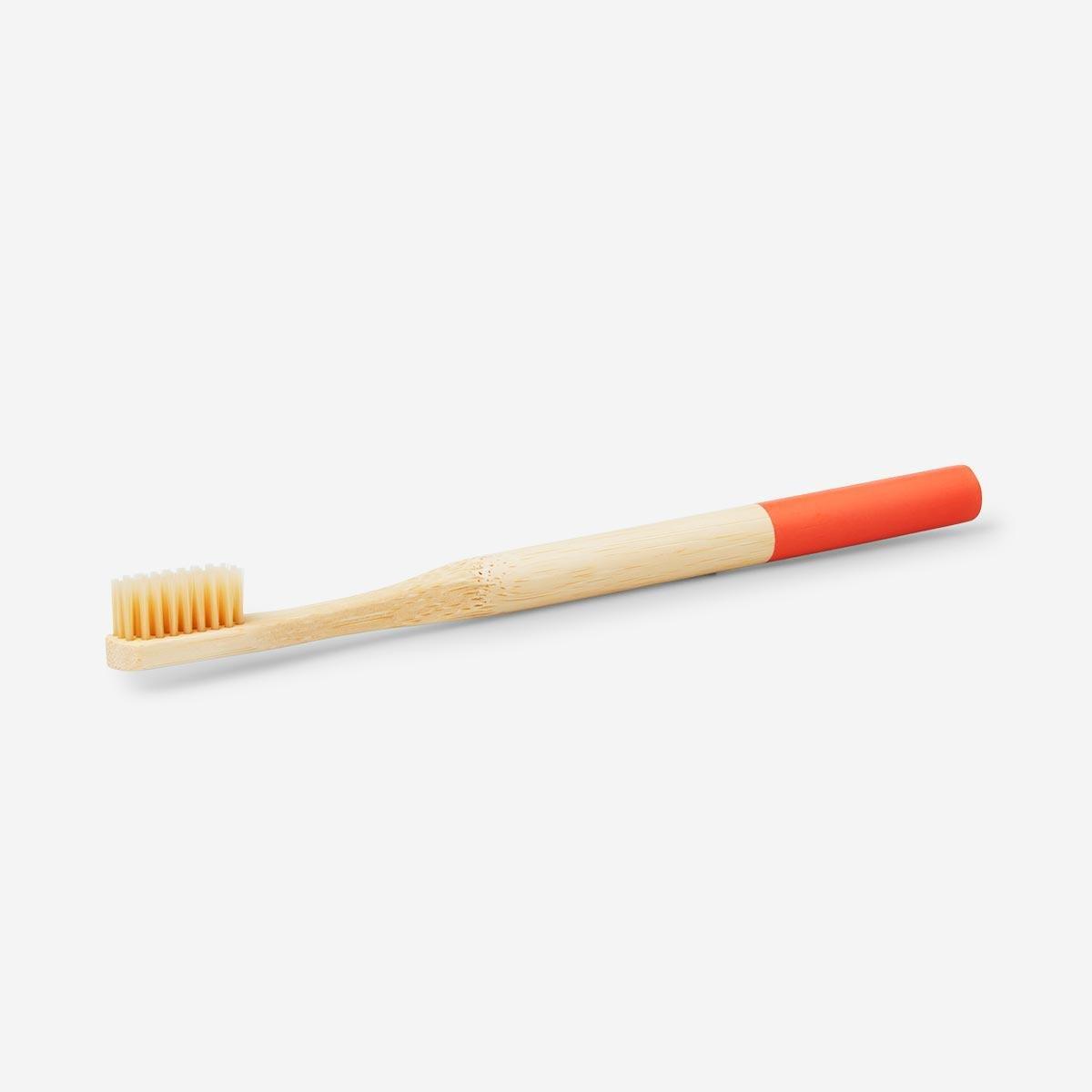 Wooden red toothbrush