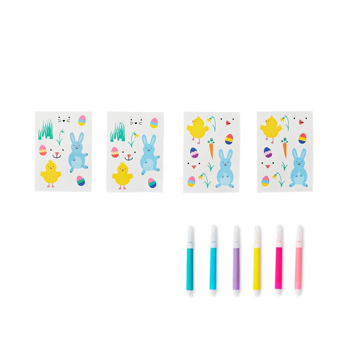 Multicolour diy decorative eggs. with stickers and markers