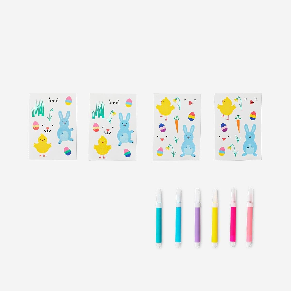 Multicolour diy decorative eggs. with stickers and markers