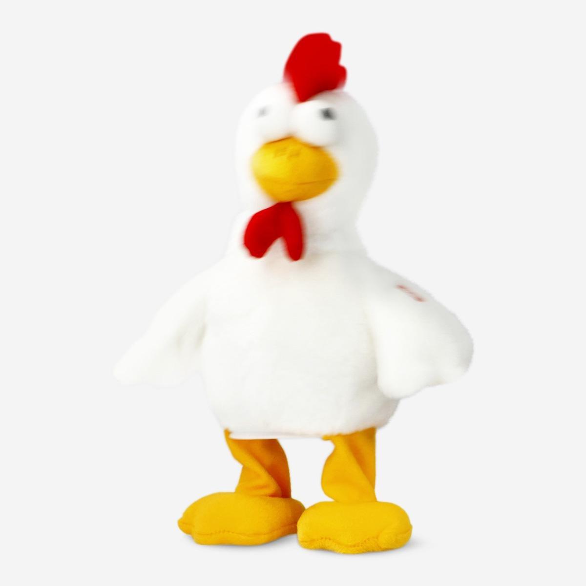 White Rowdy Rooster. Dances And Sings