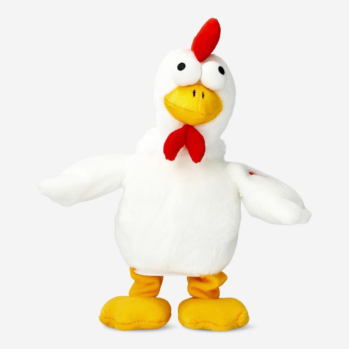 White Rowdy Rooster. Dances And Sings