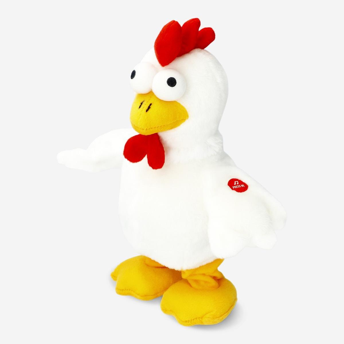 White Rowdy Rooster. Dances And Sings