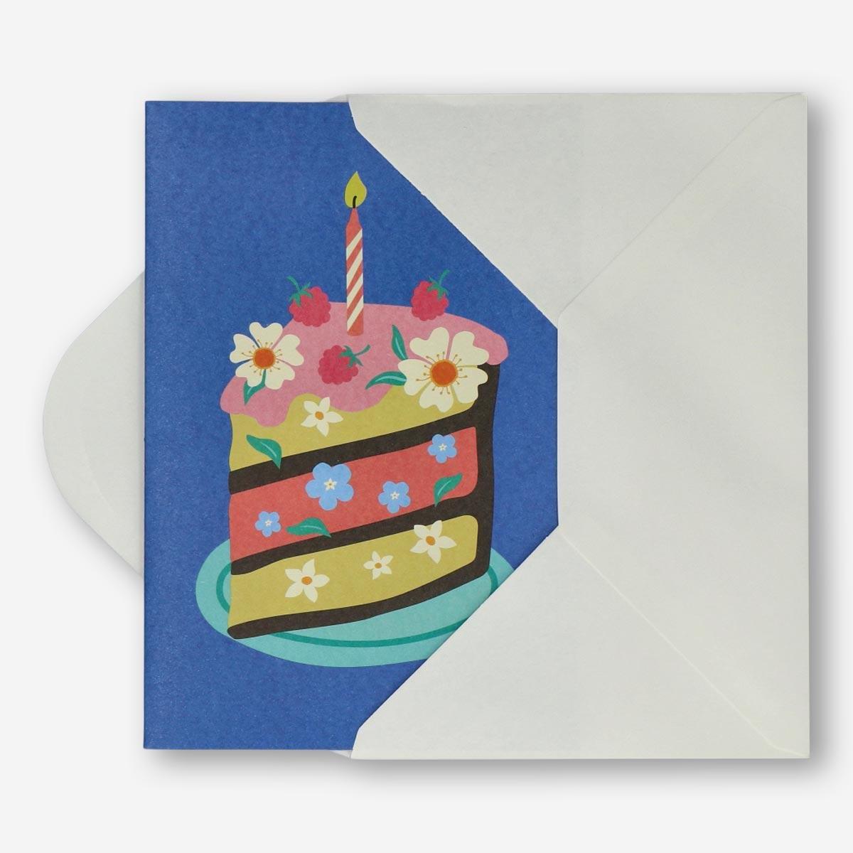 Blue birthday card with envelope
