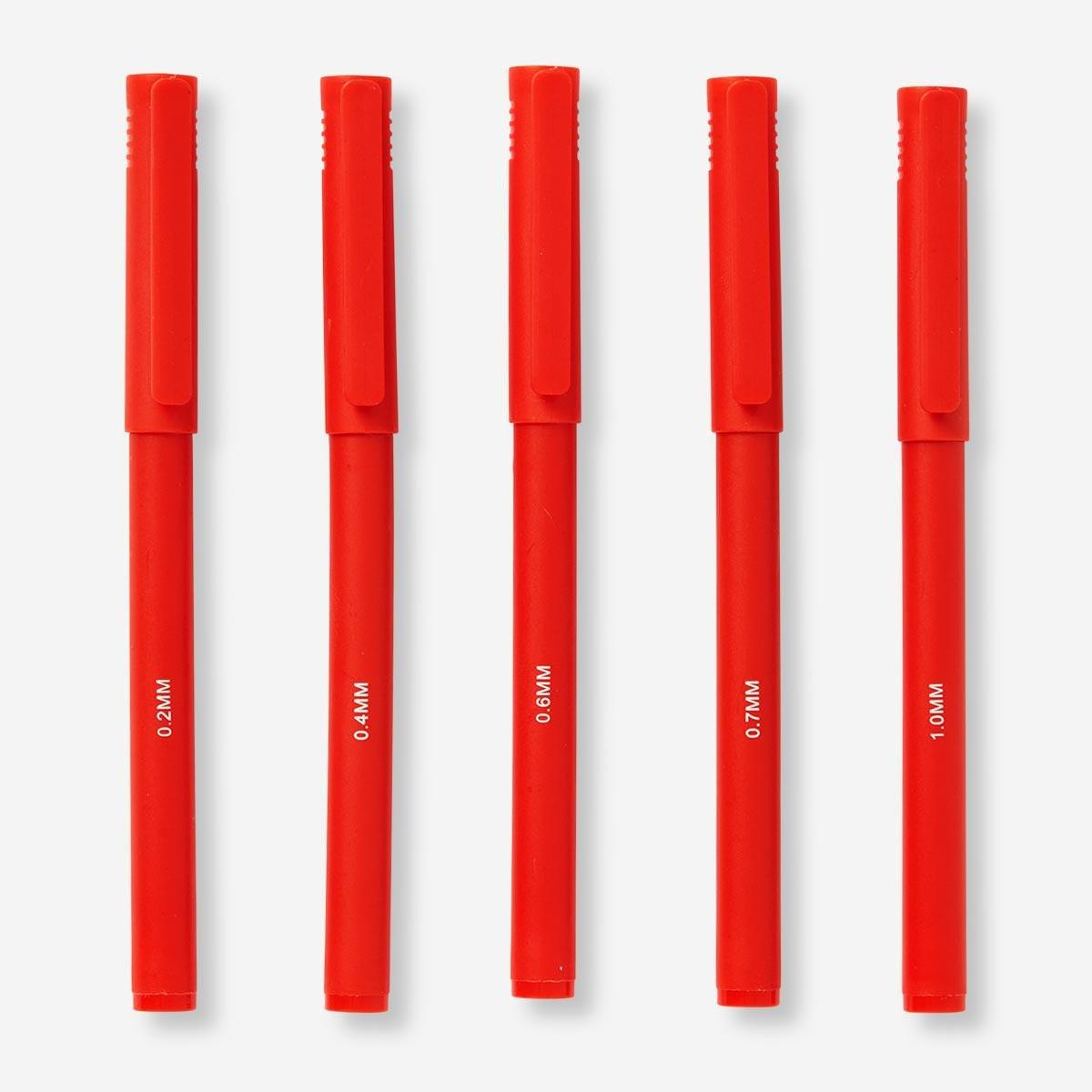 Red drawing pens