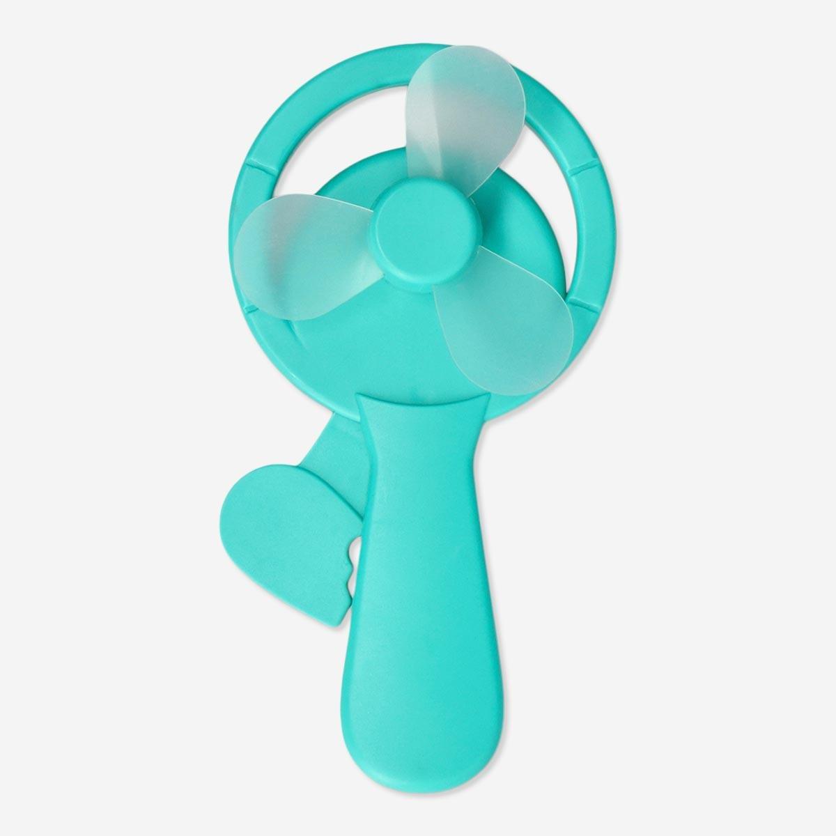 Turquoise hand-held fan